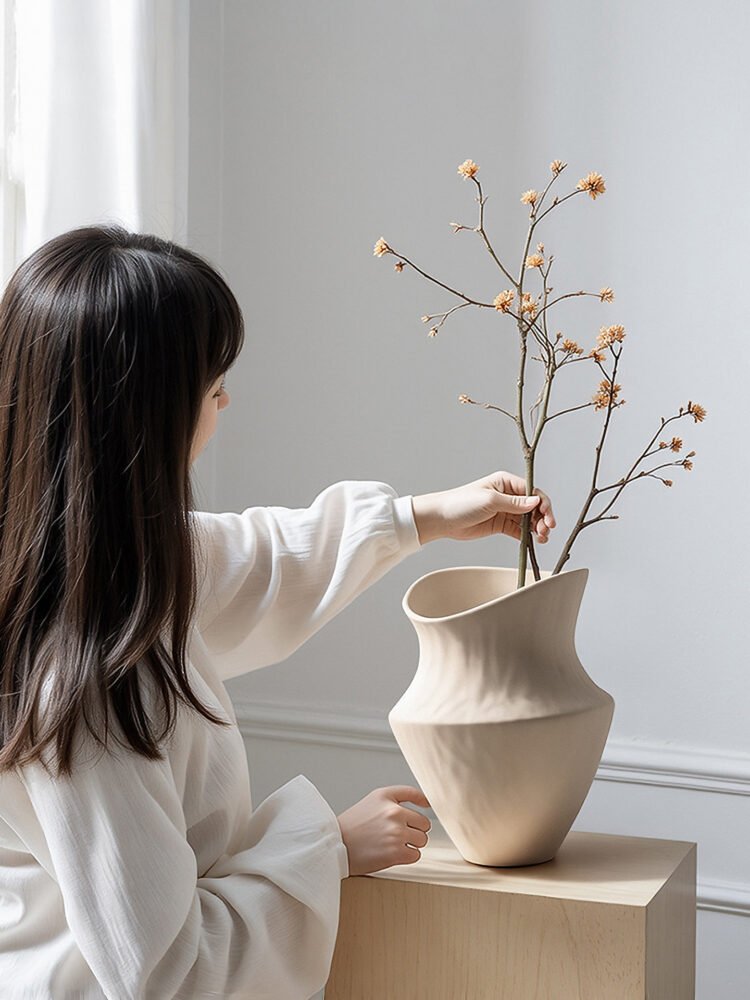 Wide-mouthed irregular patterned vase