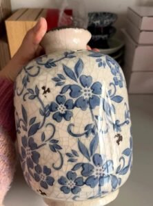 Wabiv Ice crackle blue and white porcelain vase