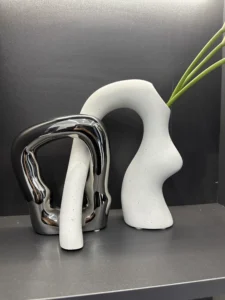 Irregularly shaped color-blocked vase