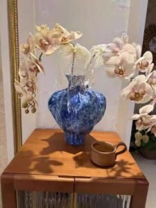 Wabi-sabi pleated ceramic vase