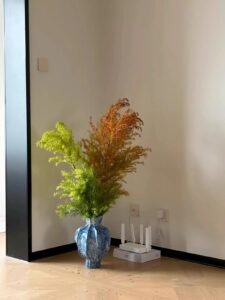 Wabi-sabi pleated ceramic vase