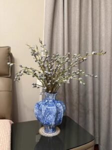 Wabi-sabi pleated ceramic vase