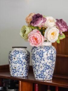 Wabiv Ice crackle blue and white porcelain vase