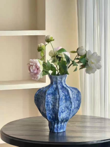 Wabi-sabi pleated ceramic vase