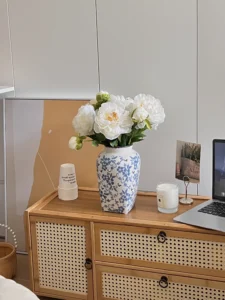 Wabiv Ice crackle blue and white porcelain vase