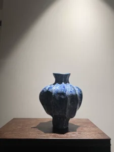 Wabi-sabi pleated ceramic vase