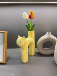 Wabiv Tubular Siamese Cat Flower Vase