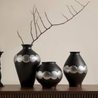 Wabi-Sabi Style Silver-Glazed Vase