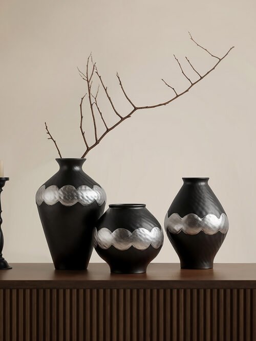 zhutu1 Wabi-Sabi Style Silver-Glazed Vase