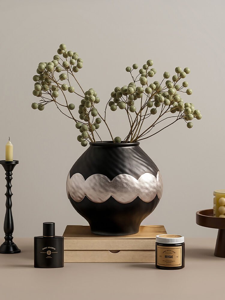 Wabi-Sabi Style Silver-Glazed Vase