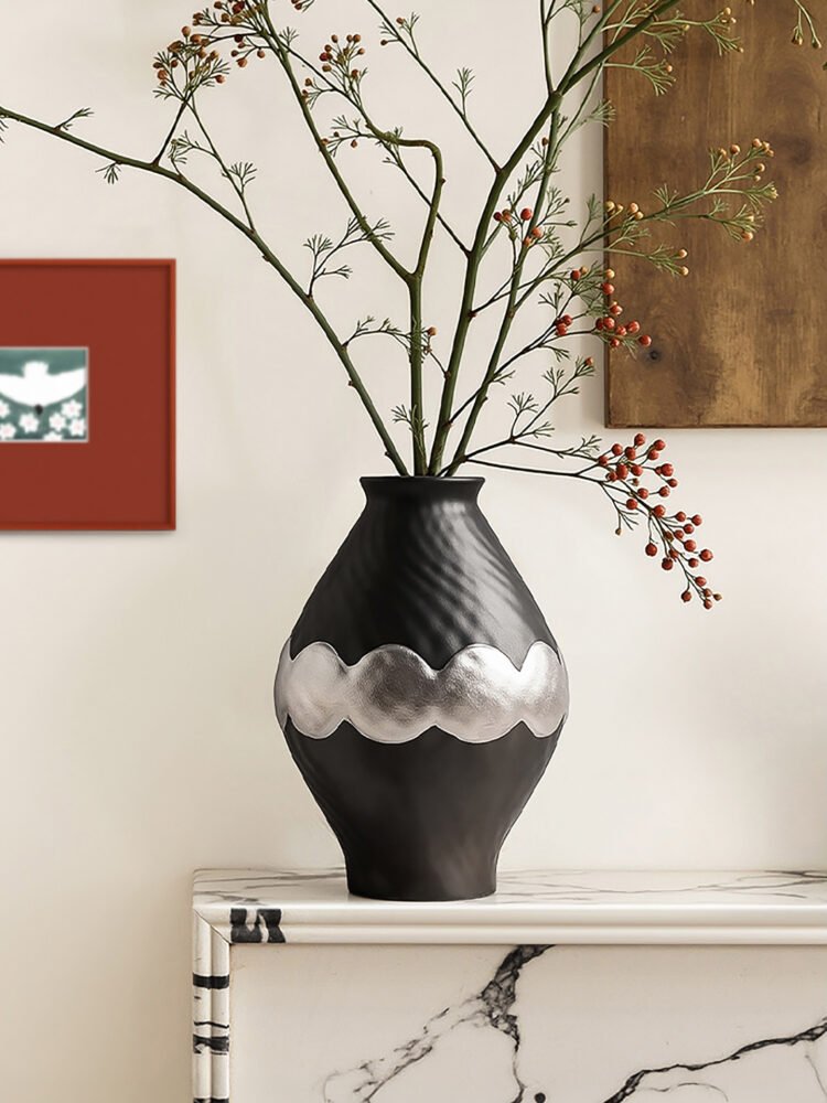 Wabi-Sabi Style Silver-Glazed Vase