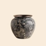 Wabiv aesthetic shell-patterned ceramic vessel for minimalist neutral home styling