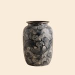 Wabiv aesthetic shell-patterned ceramic vessel for minimalist neutral home styling
