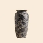 Wabiv aesthetic shell-patterned ceramic vessel for minimalist neutral home styling