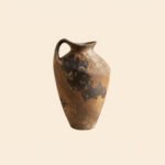 Wabiv traditional wabi-sabi style rustic ceramic flower vase with organic shape
