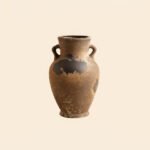Wabiv traditional wabi-sabi style rustic ceramic flower vase with organic shape