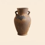 Wabiv traditional wabi-sabi style rustic ceramic flower vase with organic shape