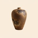 Wabiv traditional wabi-sabi style rustic ceramic flower vase with organic shape
