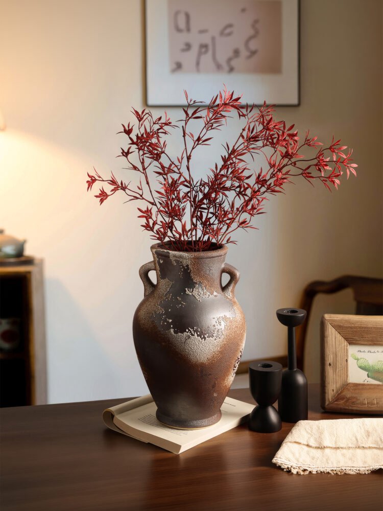 Wabiv vintage rustic textured pottery vessel for earthy wabi-sabi aesthetic