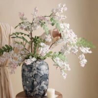 Wabiv aesthetic shell-patterned ceramic vessel for minimalist neutral home styling