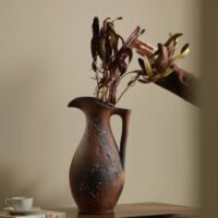 Wabiv dry-glazed earthy ceramic flower vessel with textured natural finish