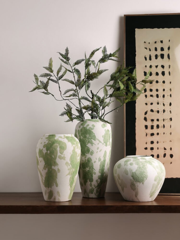 Wabiv deep green Wizard of Oz inspired rustic ceramic vase for organic styling