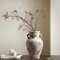 Elegant blue-and-white porcelain vase with misty abstract ink wash pattern