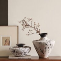 Wabiv artistic withered ink abstract ceramic vessel for contemporary decor