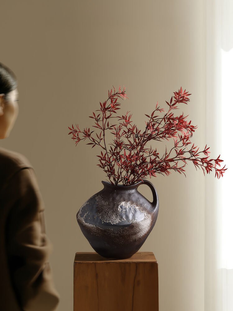 Wabiv vintage rustic textured pottery vessel for earthy wabi-sabi aesthetic