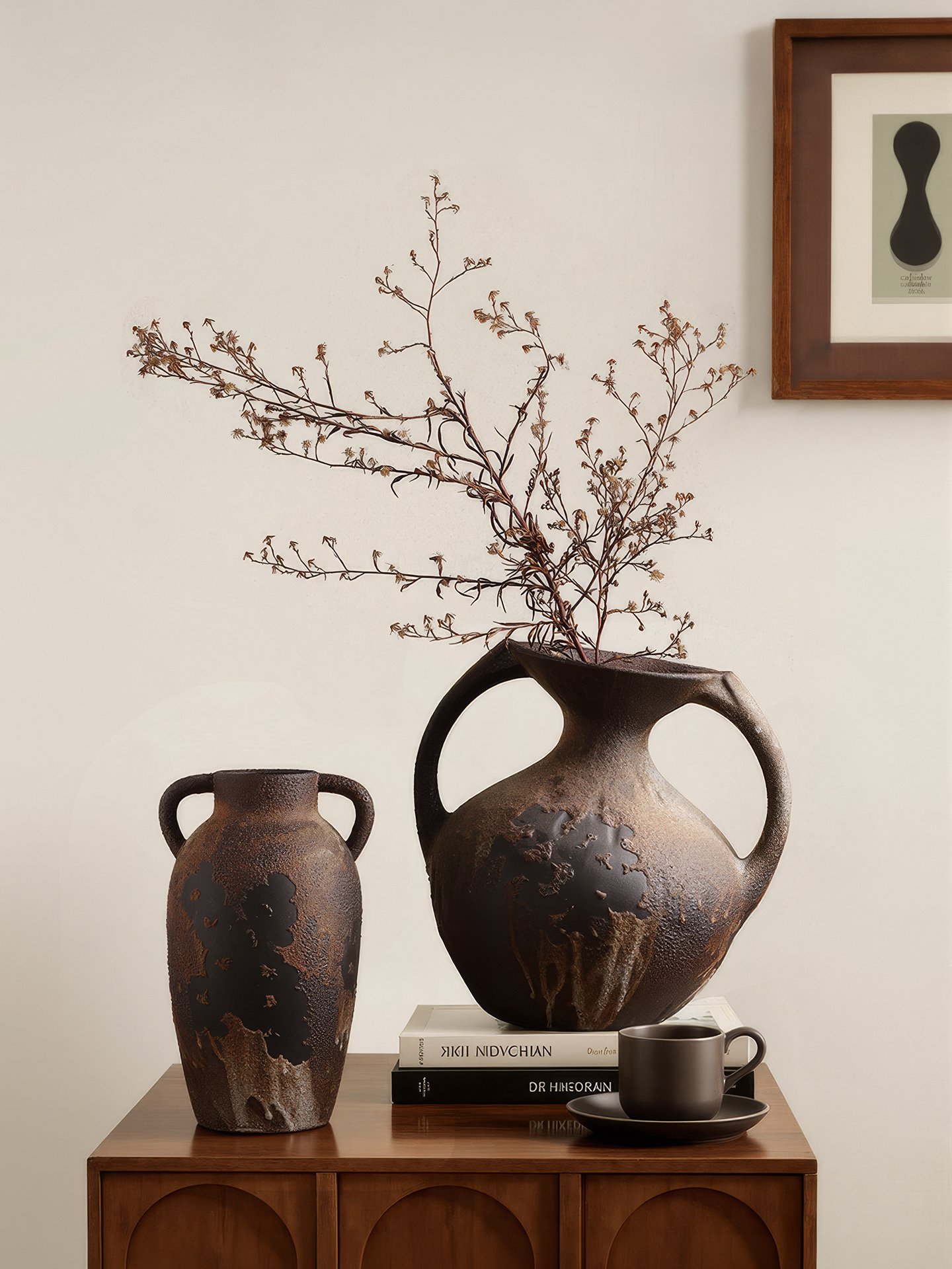 Wabiv dry-glazed earthy ceramic flower vessel with textured natural finish