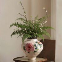 Wabiv gentle spring dawn glazed floral ceramic vessel for living room