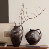 Wabiv vintage rustic textured pottery vessel for earthy wabi-sabi aesthetic