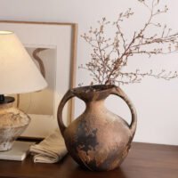 Wabiv dry-glazed earthy ceramic flower vessel with textured natural finish