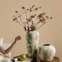 Wabiv deep green Wizard of Oz inspired rustic ceramic vase for organic styling