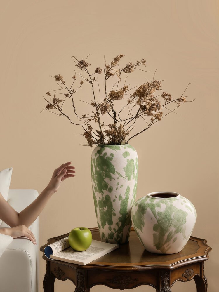 Wabiv deep green Wizard of Oz inspired rustic ceramic vase for organic styling