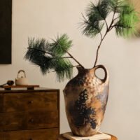 Wabiv traditional wabi-sabi style rustic ceramic flower vase with organic shape