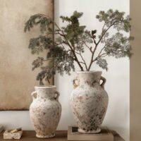 Elegant blue-and-white porcelain vase with misty abstract ink wash pattern