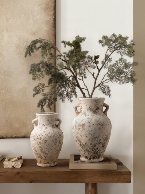 Elegant blue-and-white porcelain vase with misty abstract ink wash pattern