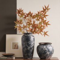 Wabiv aesthetic shell-patterned ceramic vessel for minimalist neutral home styling