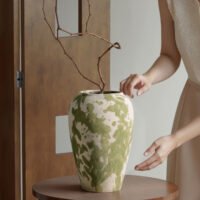 Wabiv deep green Wizard of Oz inspired rustic ceramic vase for organic styling
