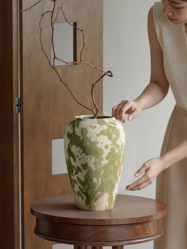 Wabiv deep green Wizard of Oz inspired rustic ceramic vase for organic styling
