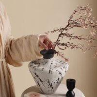 Wabiv artistic withered ink abstract ceramic vessel for contemporary decor