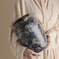 Wabiv aesthetic shell-patterned ceramic vessel for minimalist neutral home styling