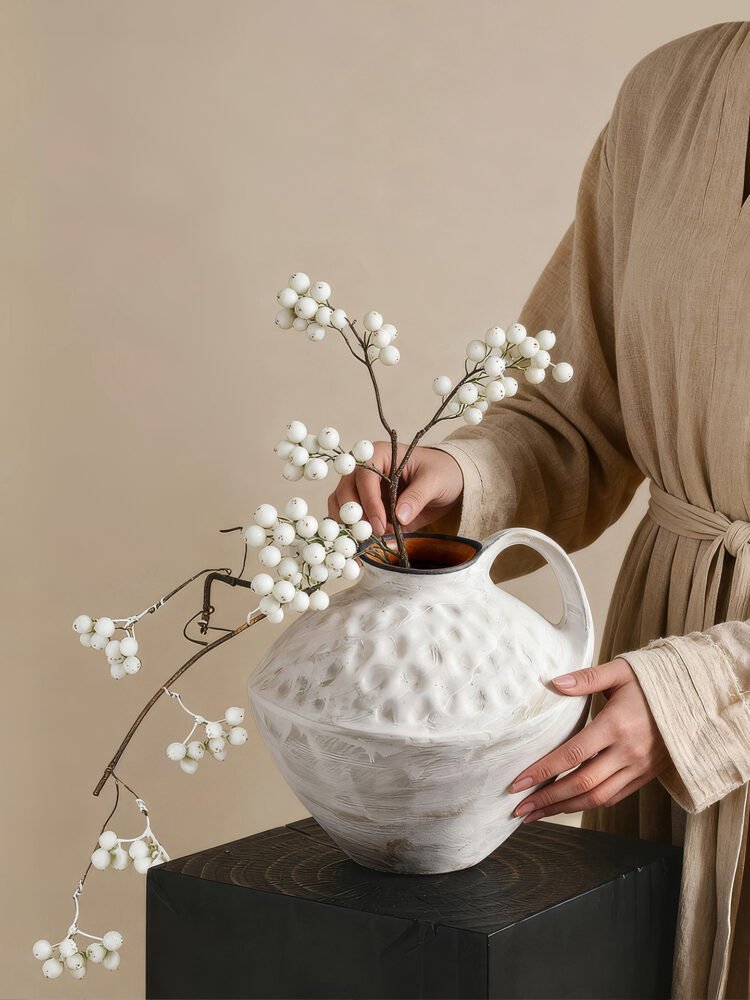 Wabiv creative snow wave textured single-handled ceramic vase
