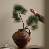 Wabiv traditional wabi-sabi style rustic ceramic flower vase with organic shape