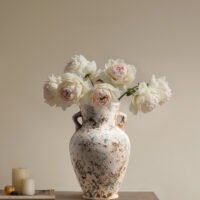 Elegant blue-and-white porcelain vase with misty abstract ink wash pattern