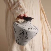 Wabiv artistic withered ink abstract ceramic vessel for contemporary decor