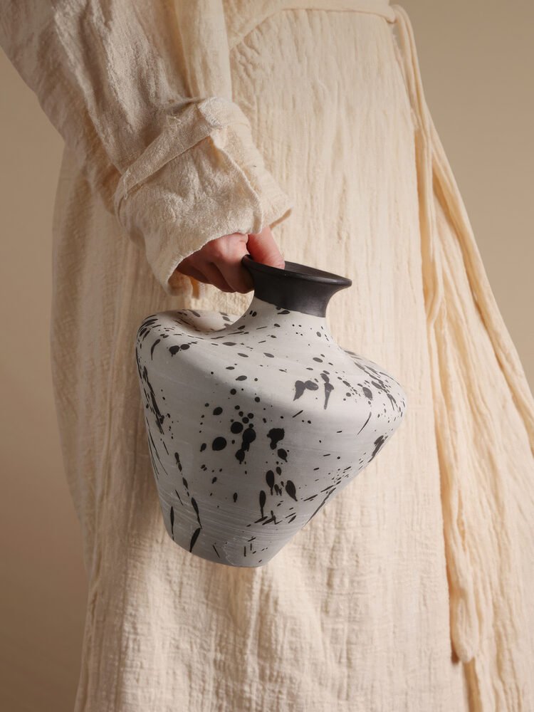 Wabiv artistic withered ink abstract ceramic vessel for contemporary decor