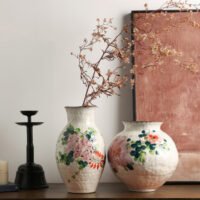 Wabiv gentle spring dawn glazed floral ceramic vessel for living room