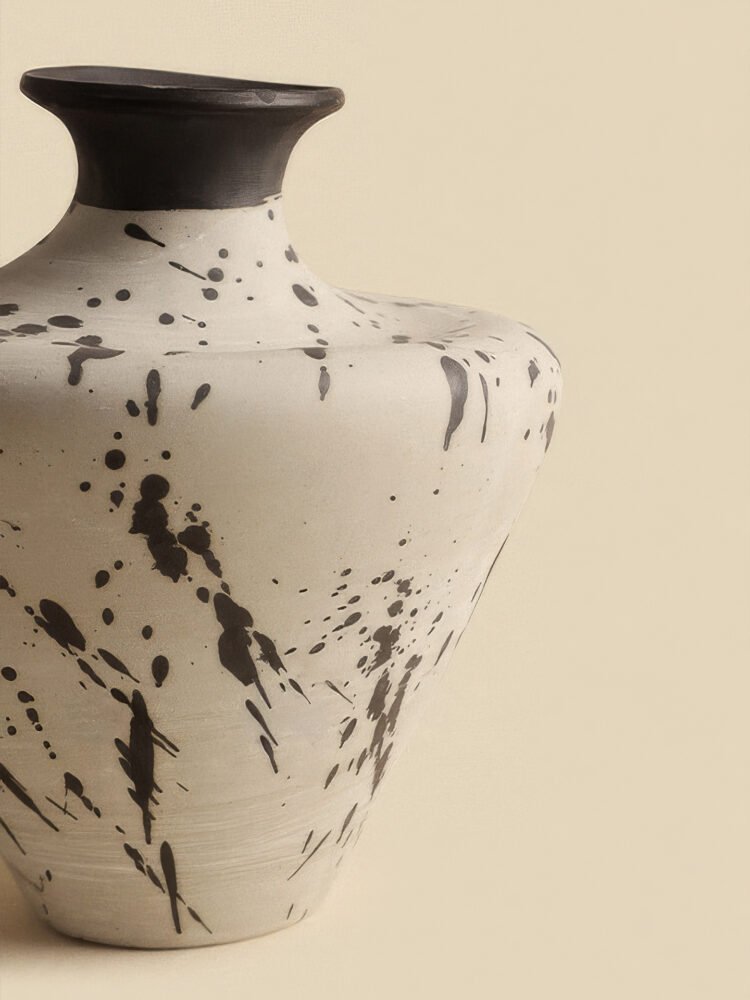 Wabiv artistic withered ink abstract ceramic vessel for contemporary decor